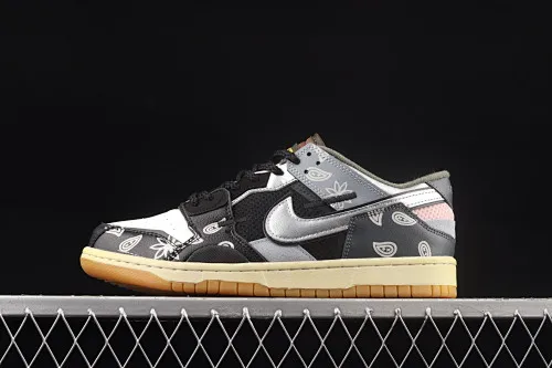 All categories Nk SB Dunk series Nk SB Dunk Low low-top skate shoes Nk Dunk Scrap stitching low-top skate shoes black gray silver DB0500-200